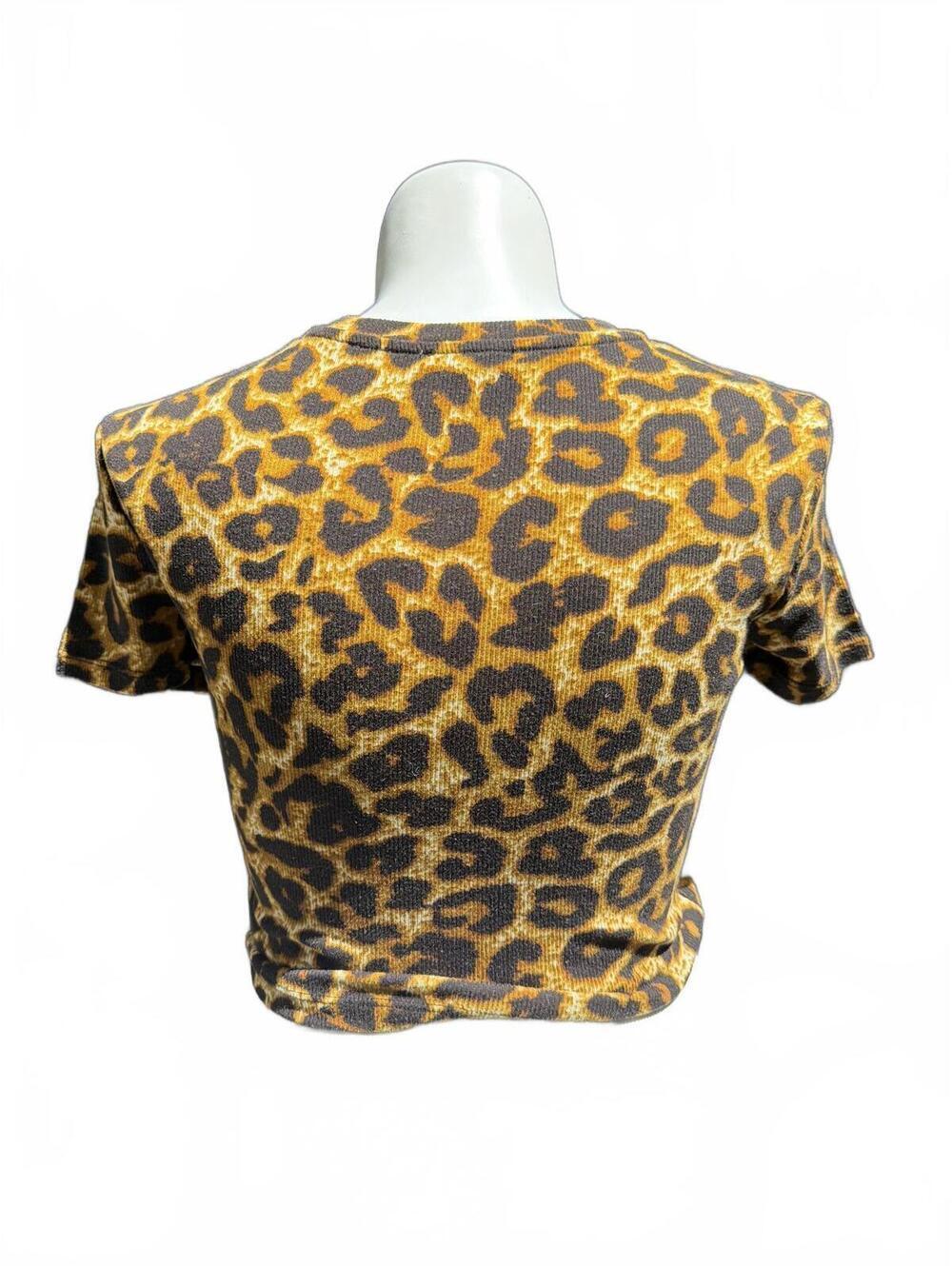 ZARA Leopard Print Crop Top Stretch Tee Y2K Club Kid - Picture 3 of 5